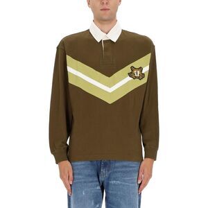 HUGO Men's Long Sleeve Rugby Shirt with Crest Detail Men GREEN Sweaters &